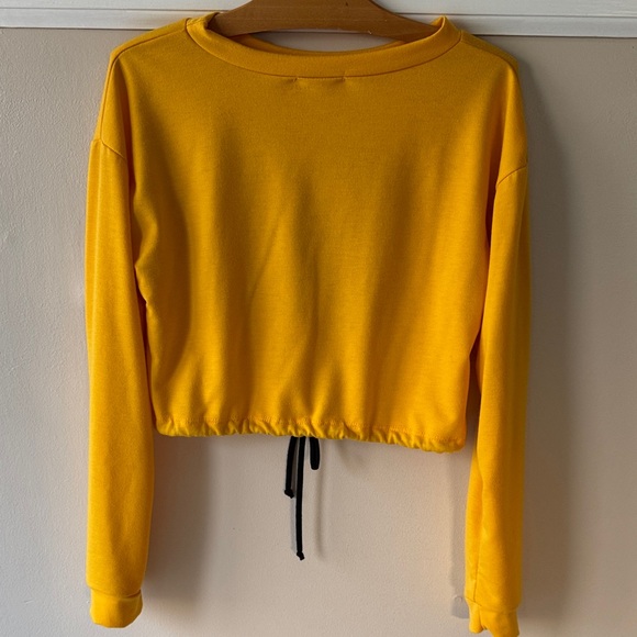 Yellow Cropped Shirt with Black Text - Picture 2 of 4